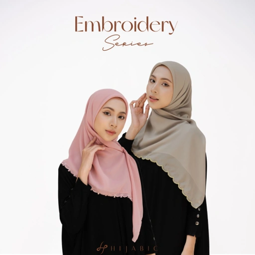 Image of Hijabic - Embroidery Hijab Series / Kerudung Segi Empat Bordir Polycotton Premium