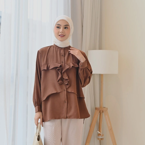Image of Marchemode Firly Shirt Baju Lengan Panjang Wanita Katun Basic Nyaman Oversize Allsize Berkerah