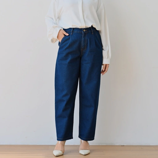 Image of Marchemode Mommy Jeans Celana Panjang Denim Wanita Reguler Jumbo Bigsize Boyfriend