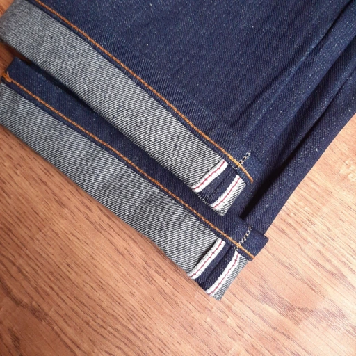 Image of Griffin BLUE - Raw Denim Blue Indigo 14oz Slim Straight Celana Jeans Pria Denim Selvedge Accent