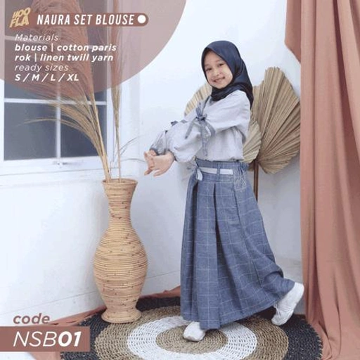 Image of Setelan Rok Naura Anak Perempuan Umur 4 6 8 10 12 Tahun Hooflakids Atasan Cantik Kombinasi Pita Tanggung