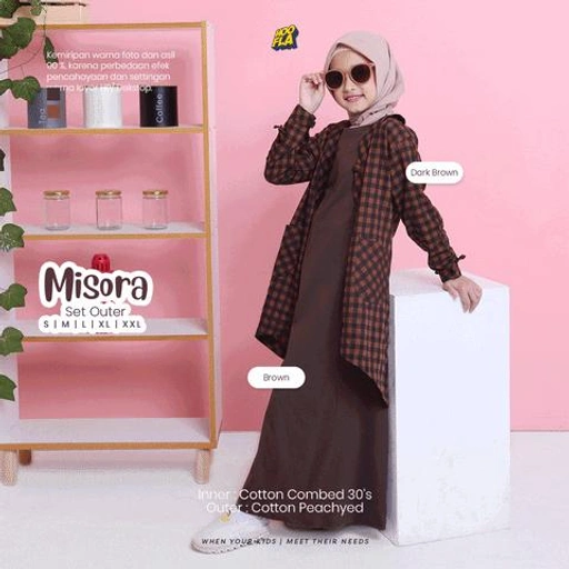 Image of Baju Gamis Anak Lengkap Dengan Outer Long Cardigan Cantik Untuk Umur 3-12 Tahun Muslim Panjang