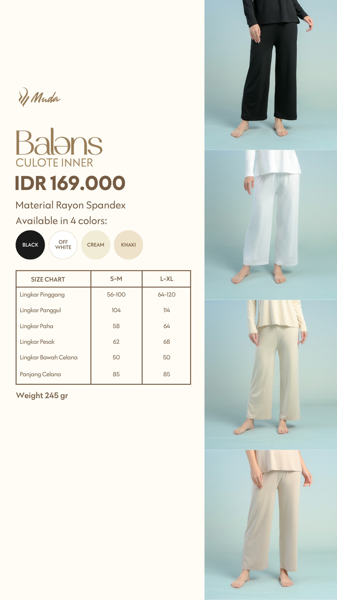 BALENS CULLOTE INNER - KHAKI