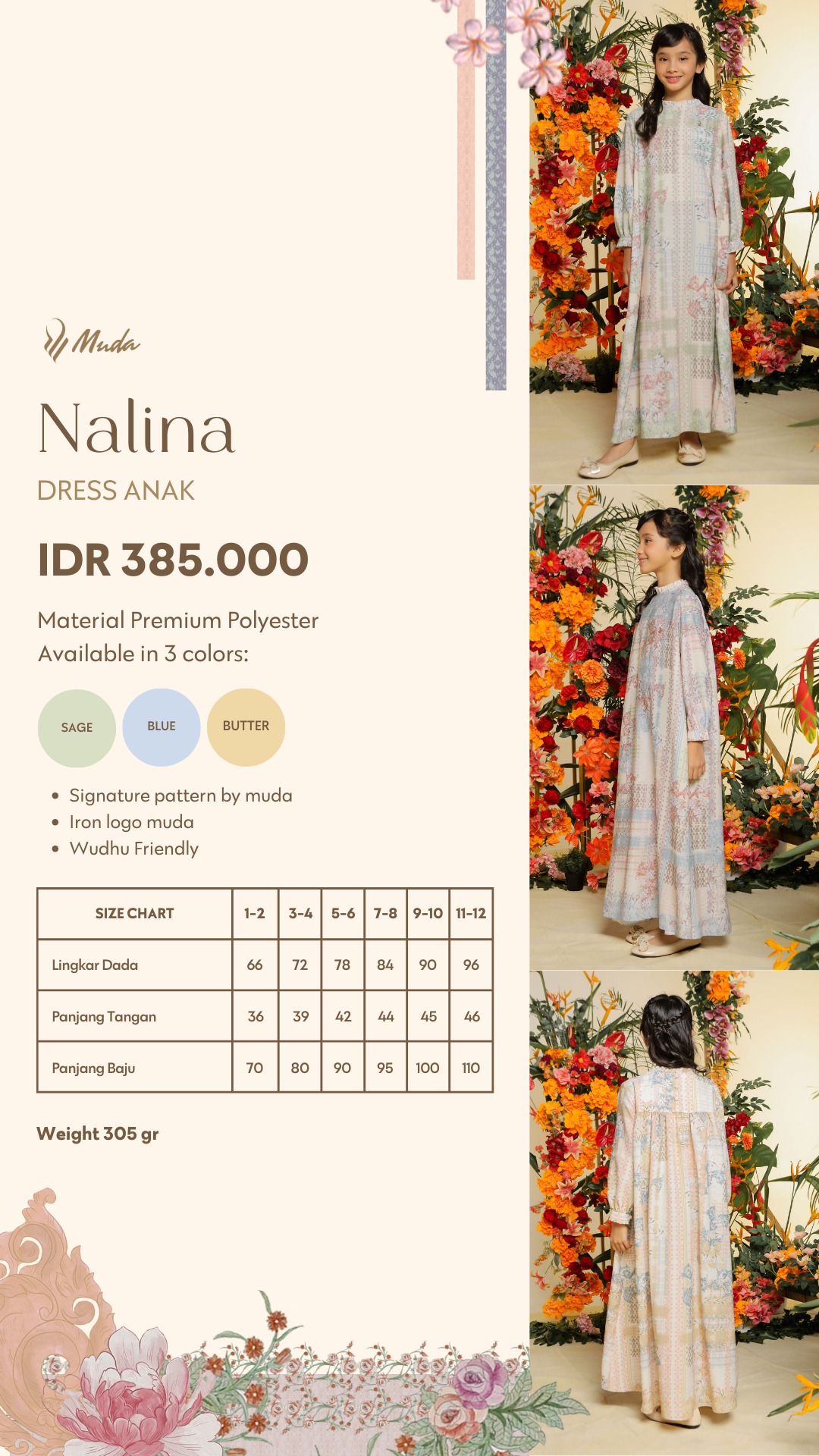 NALINA DRESS ANAK - BUTTER