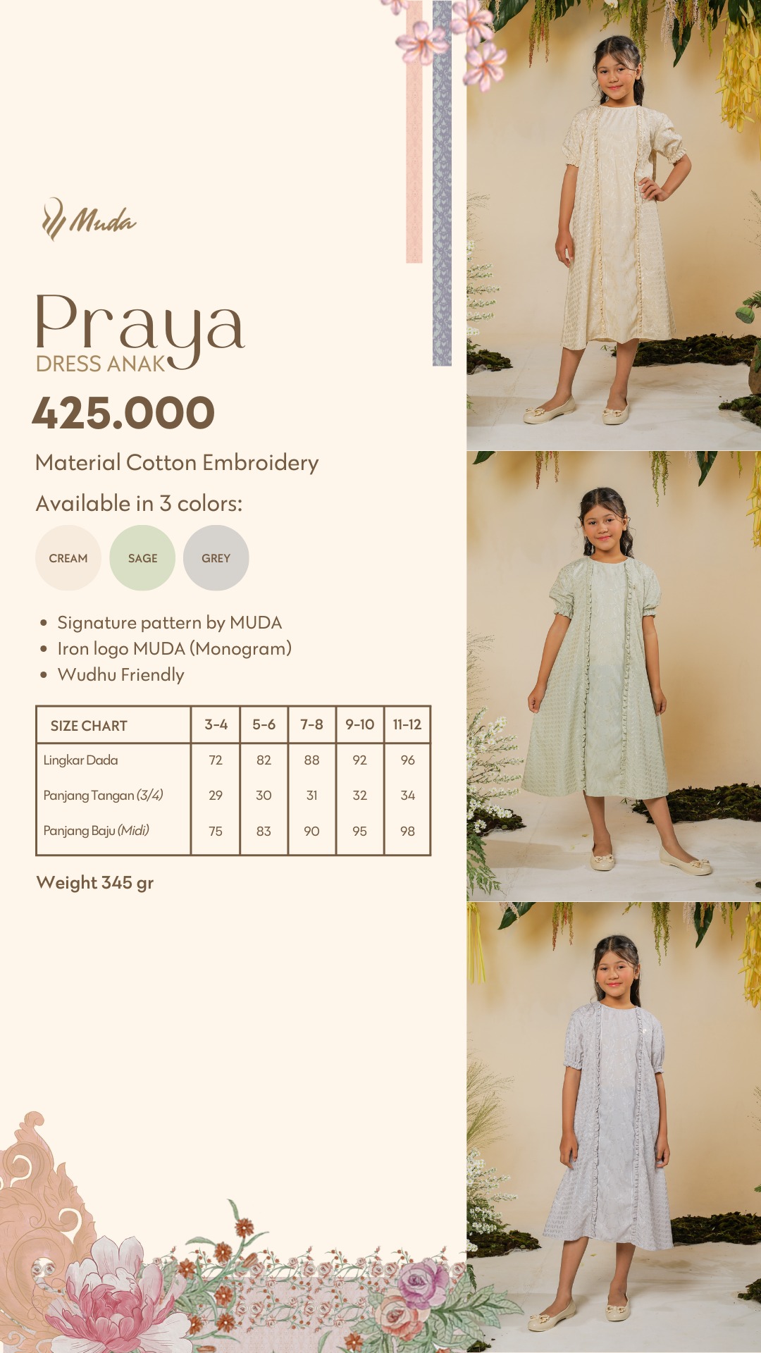 PRAYA DRESS ANAK - GREY