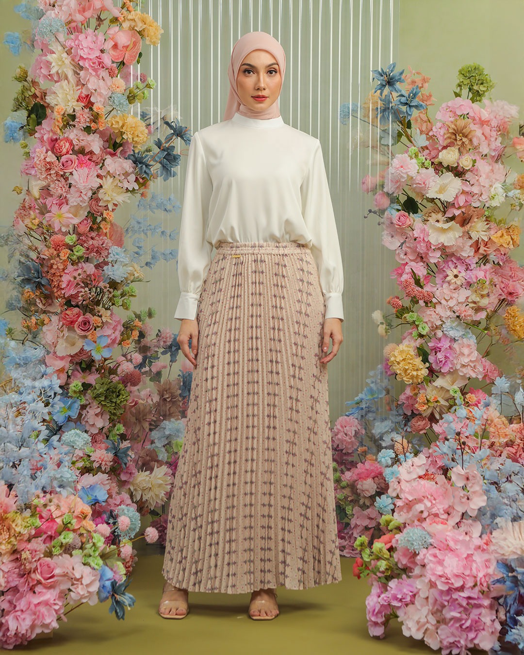ANEILA PLEATS SKIRT - PINK