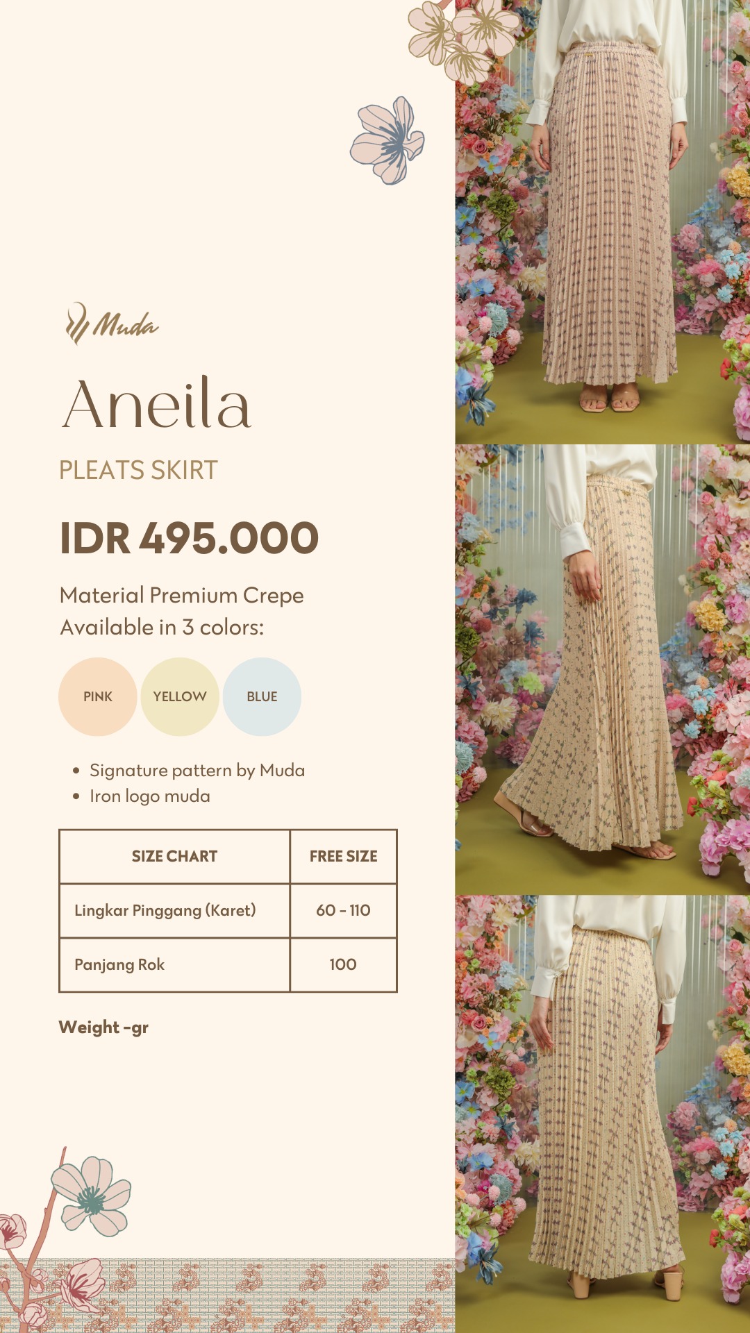 ANEILA PLEATS SKIRT - PINK