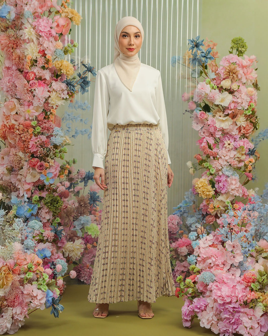 ANEILA PLEATS SKIRT - BLUE
