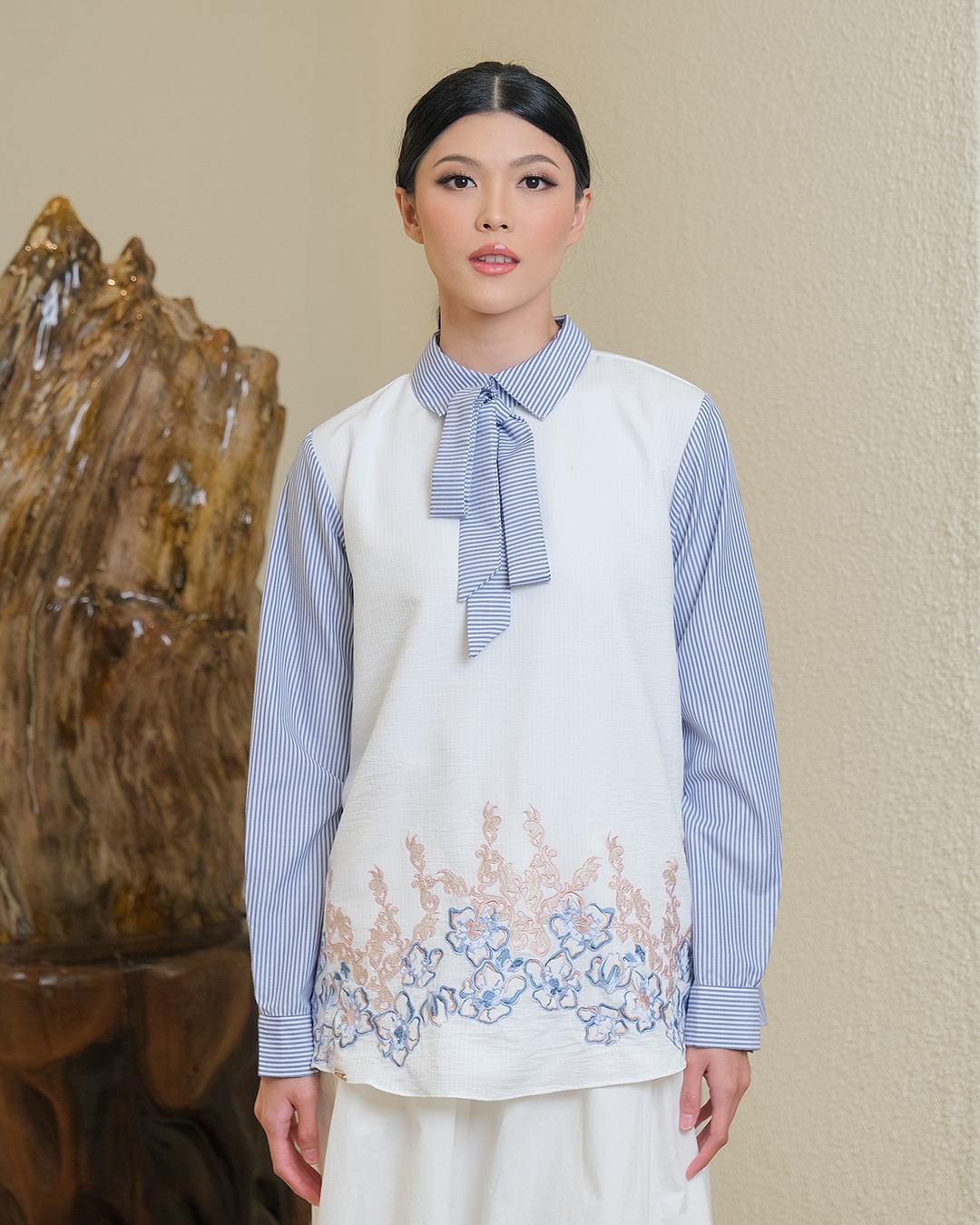 KEEVA BLOUSE - METAL BLUE