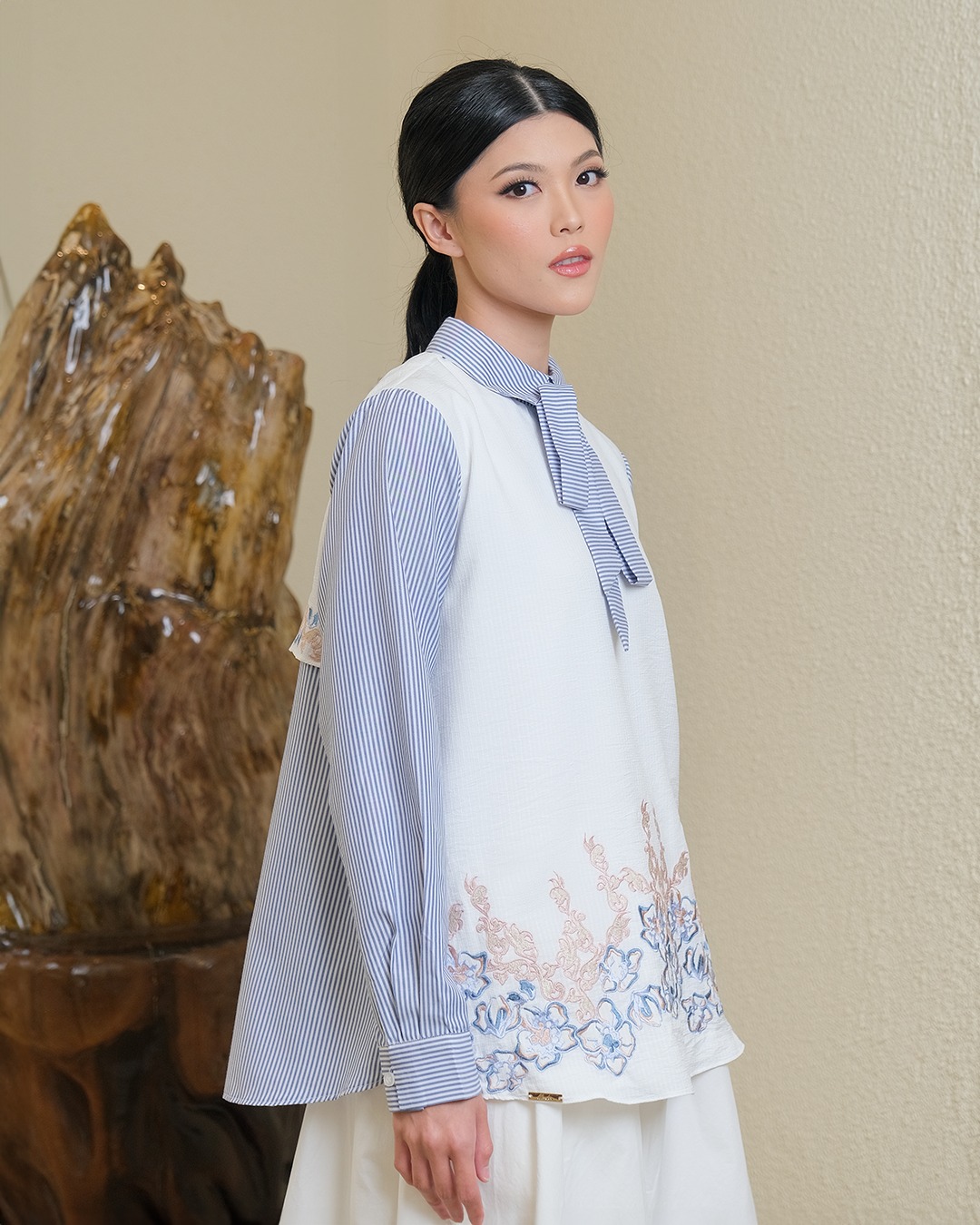 KEEVA BLOUSE - METAL BLUE