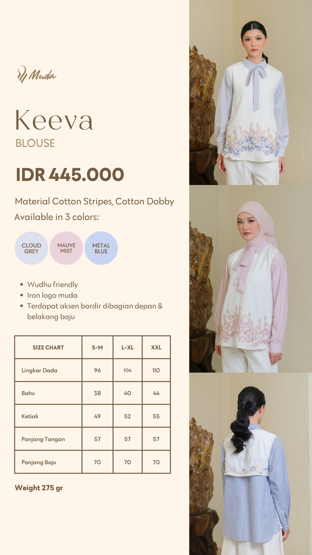 KEEVA BLOUSE - CLOUD GREY