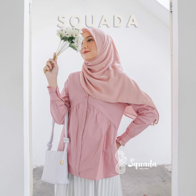 SQUADA | LYLA SHIRT - Kemeja Wanita Kerja / Kuliah Anti Gerah Kekinian Korea Style Atasan Formal Daily