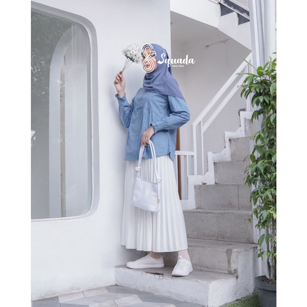 SQUADA | LYLA SHIRT - Kemeja Wanita Kerja / Kuliah Anti Gerah Kekinian Korea Style Atasan Formal Daily