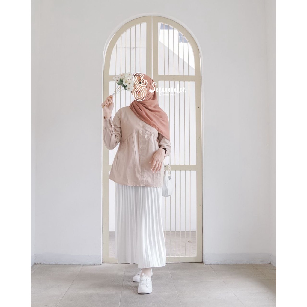SQUADA | LYLA SHIRT - Kemeja Wanita Kerja / Kuliah Anti Gerah Kekinian Korea Style Atasan Formal Daily