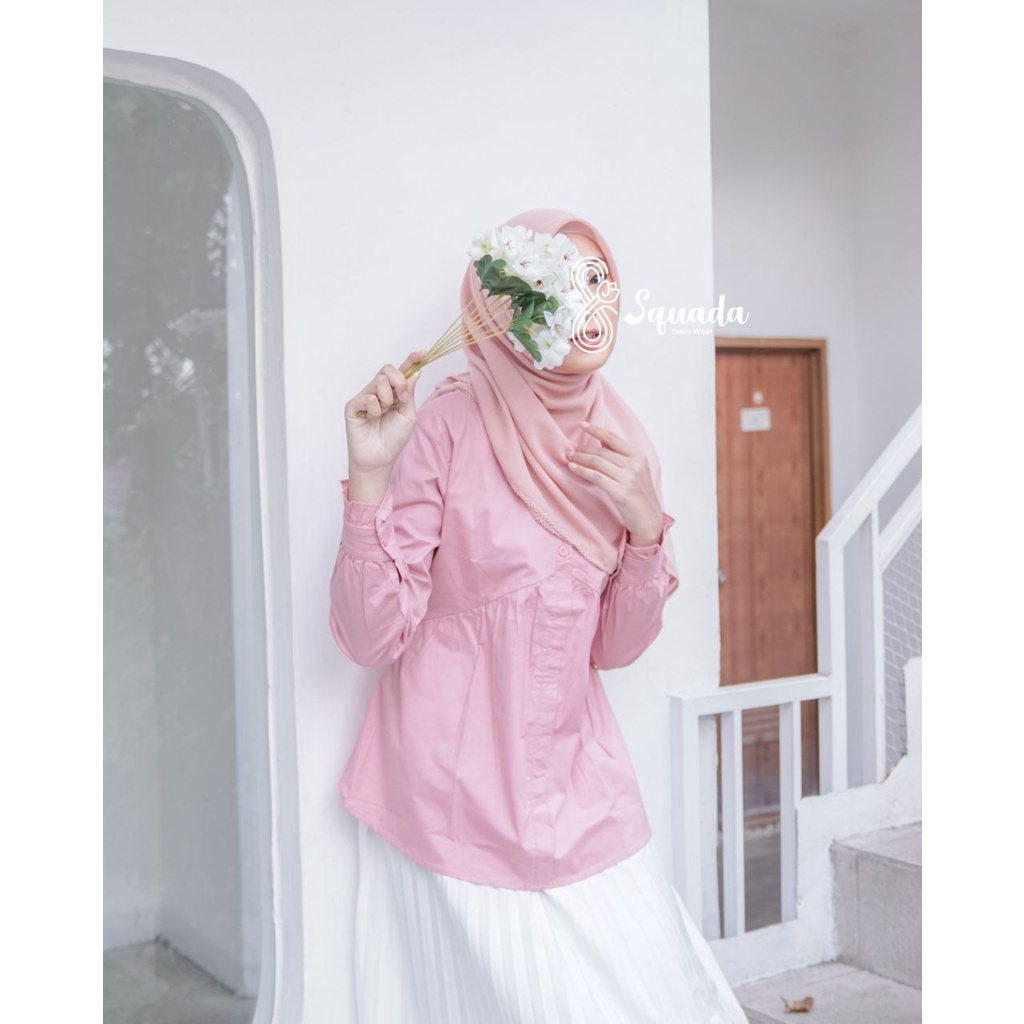 SQUADA | LYLA SHIRT - Kemeja Wanita Kerja / Kuliah Anti Gerah Kekinian Korea Style Atasan Formal Daily