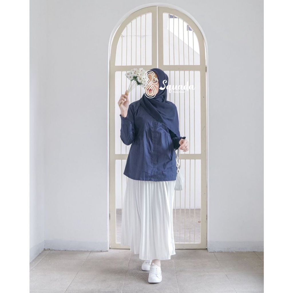 SQUADA | LYLA SHIRT - Kemeja Wanita Kerja / Kuliah Anti Gerah Kekinian Korea Style Atasan Formal Daily