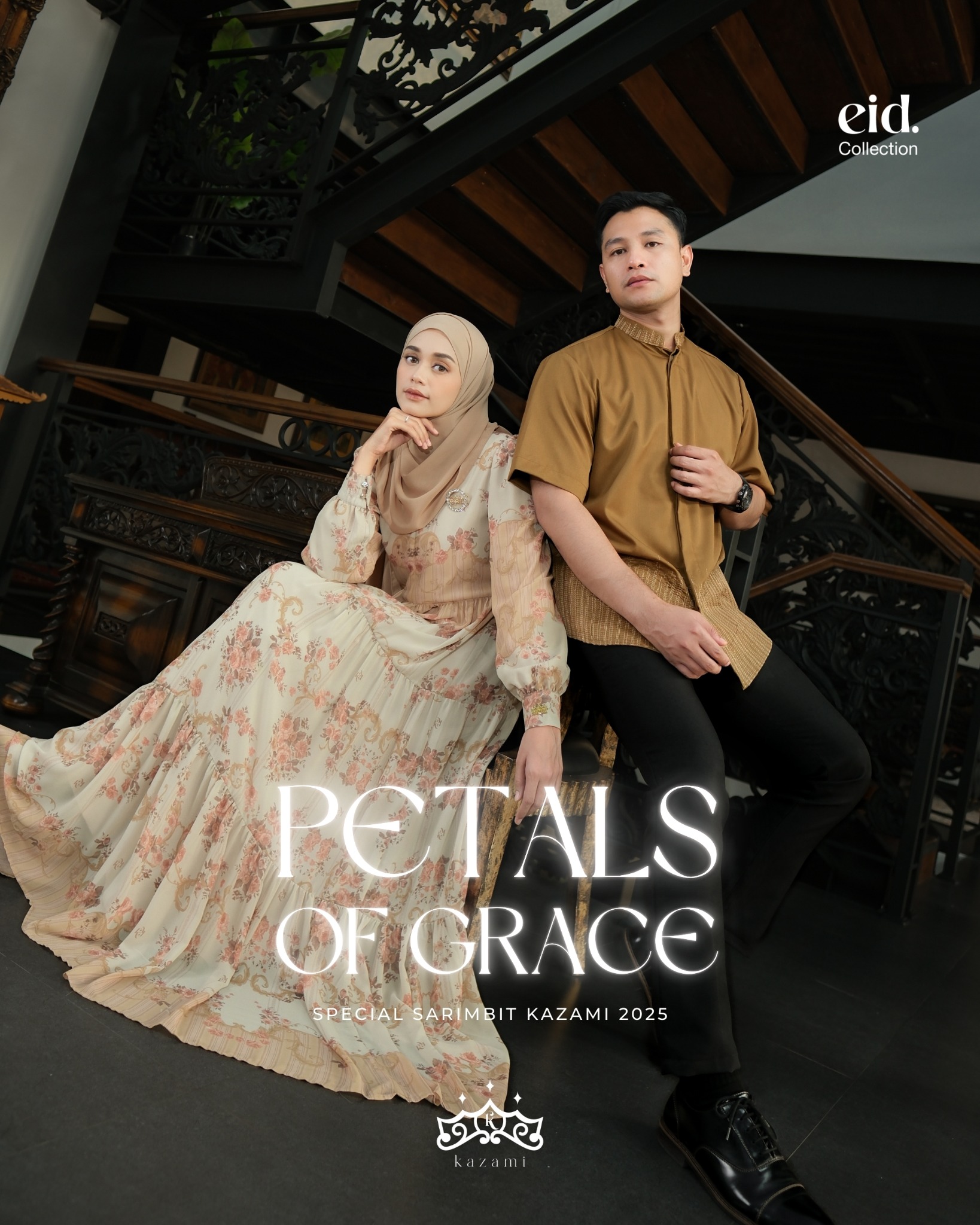 Kazami - Dress Dewasa Sarimbit Petals Of Grace Style 1 Motif Bunga