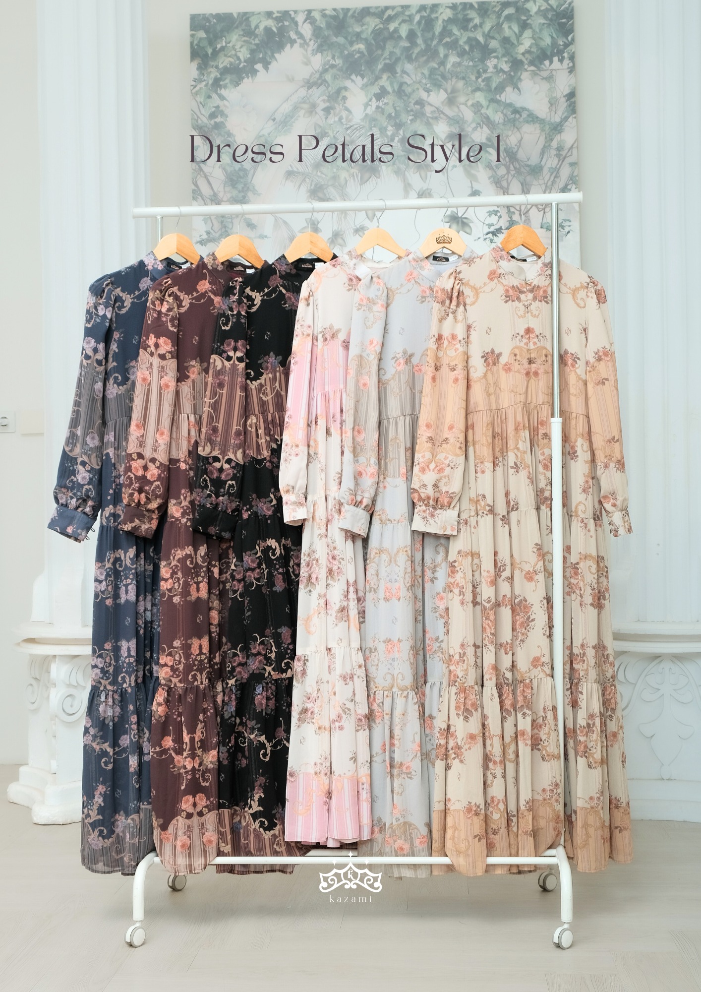 Kazami - Dress Dewasa Sarimbit Petals Of Grace Style 1 Motif Bunga
