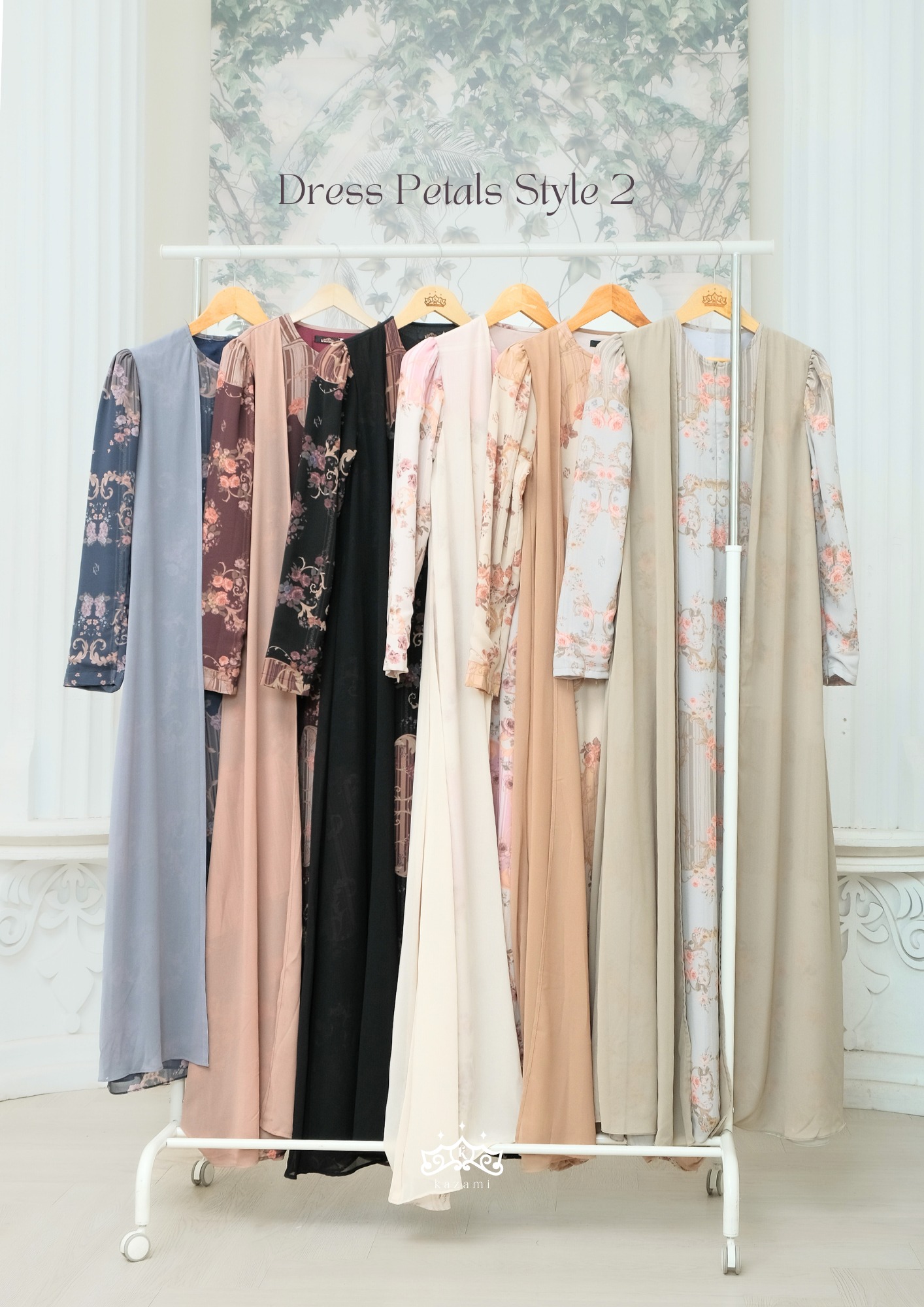 Kazami - Dress Dewasa Sarimbit Petals Of Grace Style 2 Motif Bunga Semi Outer