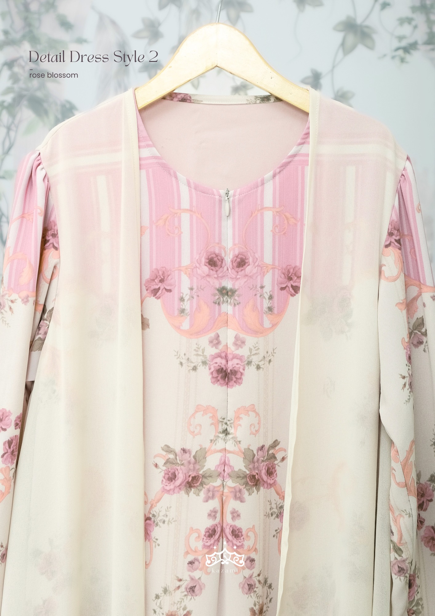 Kazami - Dress Dewasa Sarimbit Petals Of Grace Style 2 Motif Bunga Semi Outer