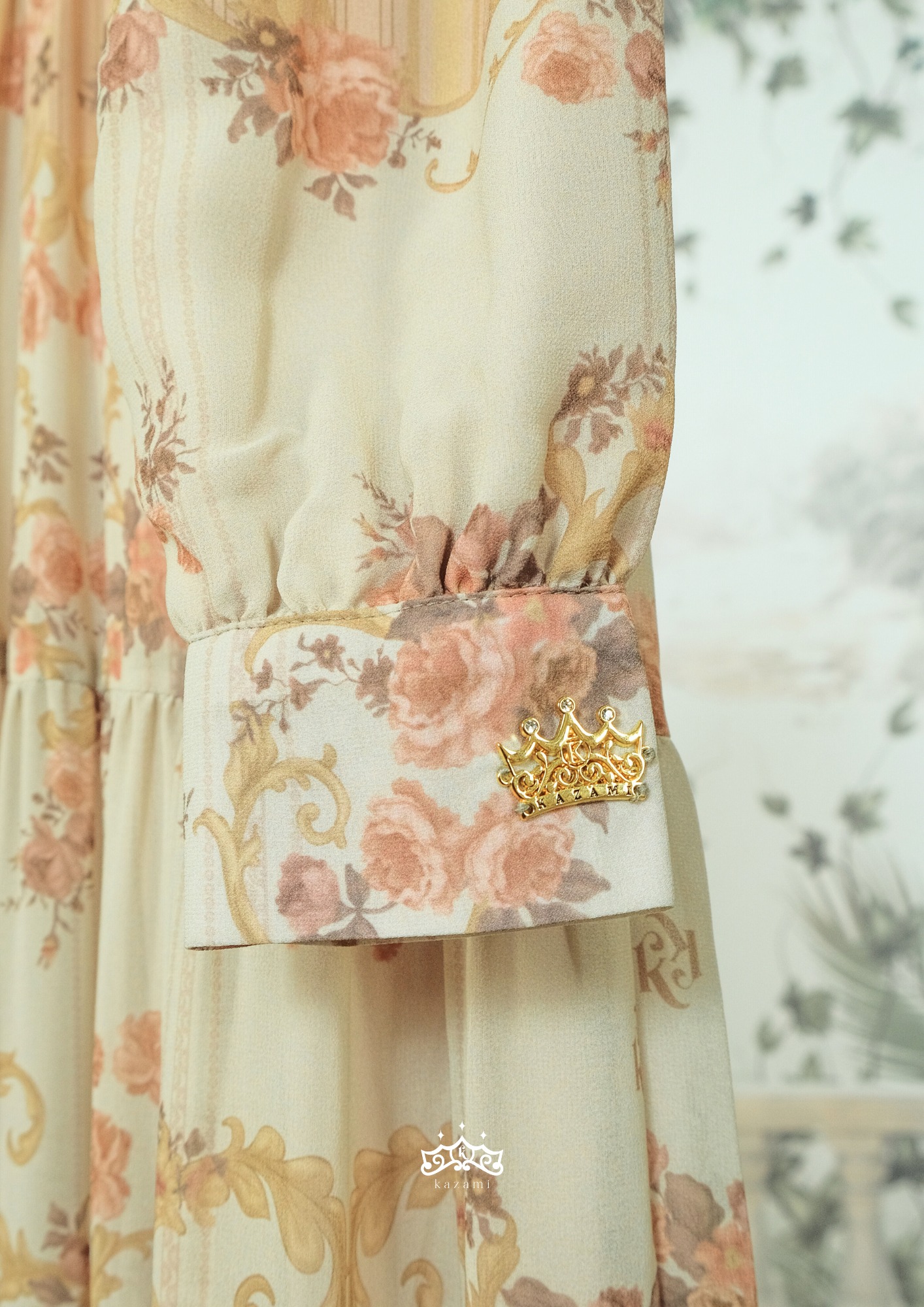 Kazami - Dress Dewasa Sarimbit Petals Of Grace Style 2 Motif Bunga Semi Outer