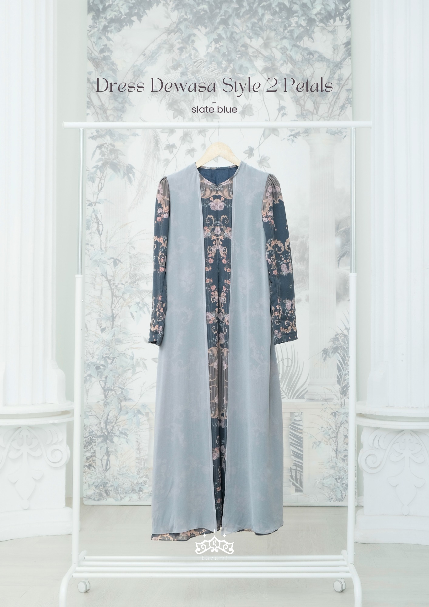 Kazami - Dress Dewasa Sarimbit Petals Of Grace Style 2 Motif Bunga Semi Outer