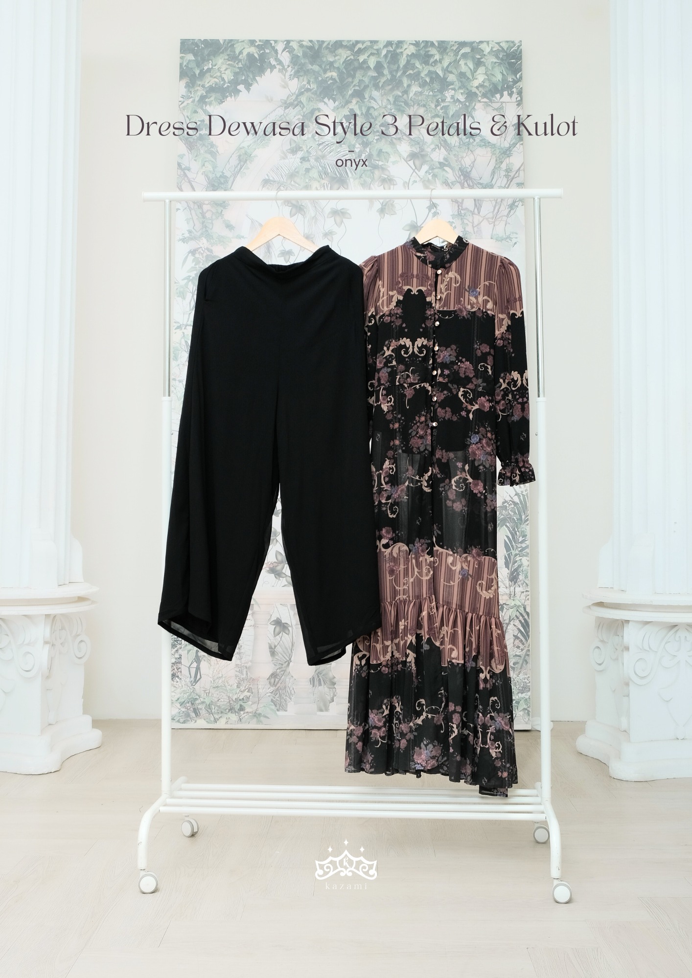 Kazami - Dress Dewasa Kulot Sarimbit Petals Of Grace Style 3 Motif Bunga