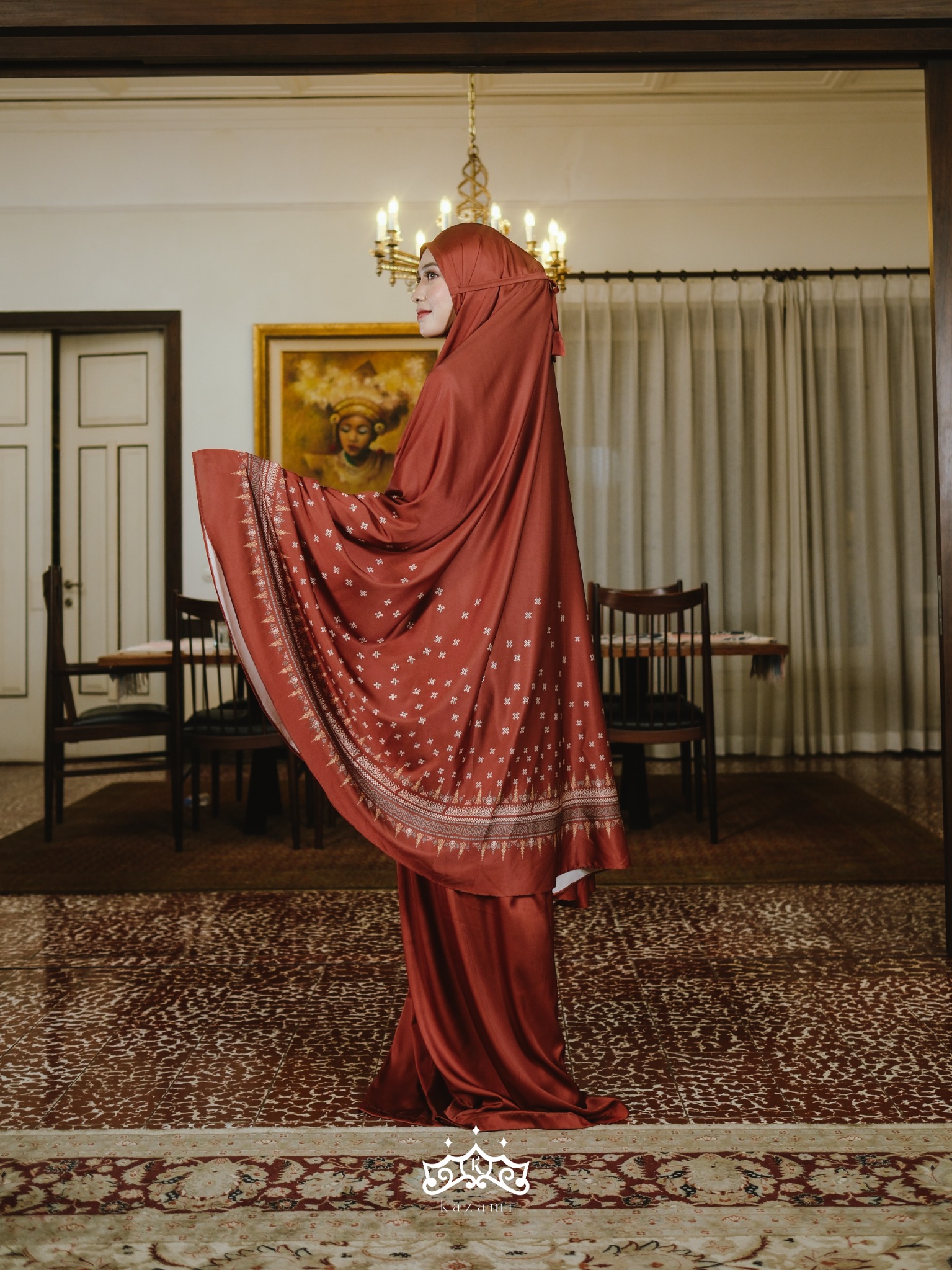 Kazami - Mukena / Telekung Printing Motif Series Sarimbit Meulaboh Kasih