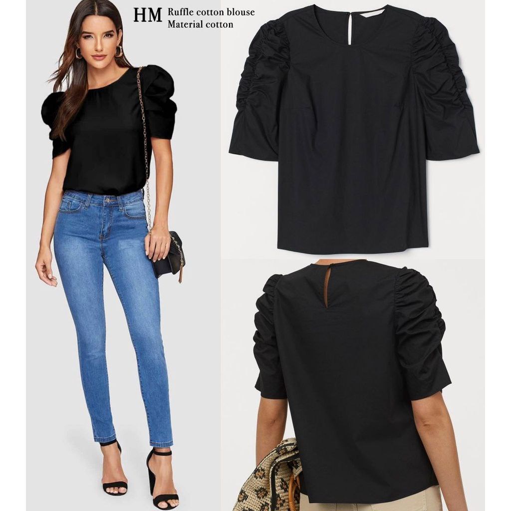 Hm Puff ruffle cotton blouse