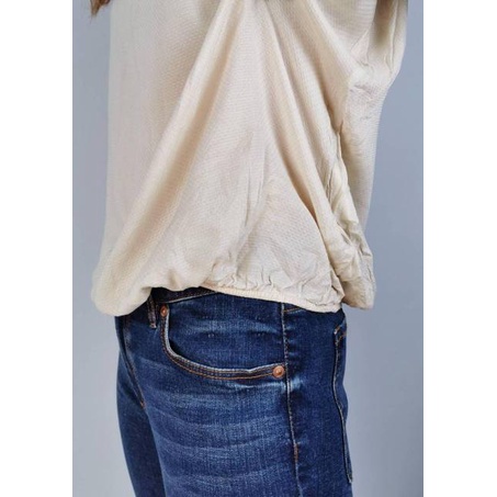 Splash beige longsleeve textured cotton single blouse