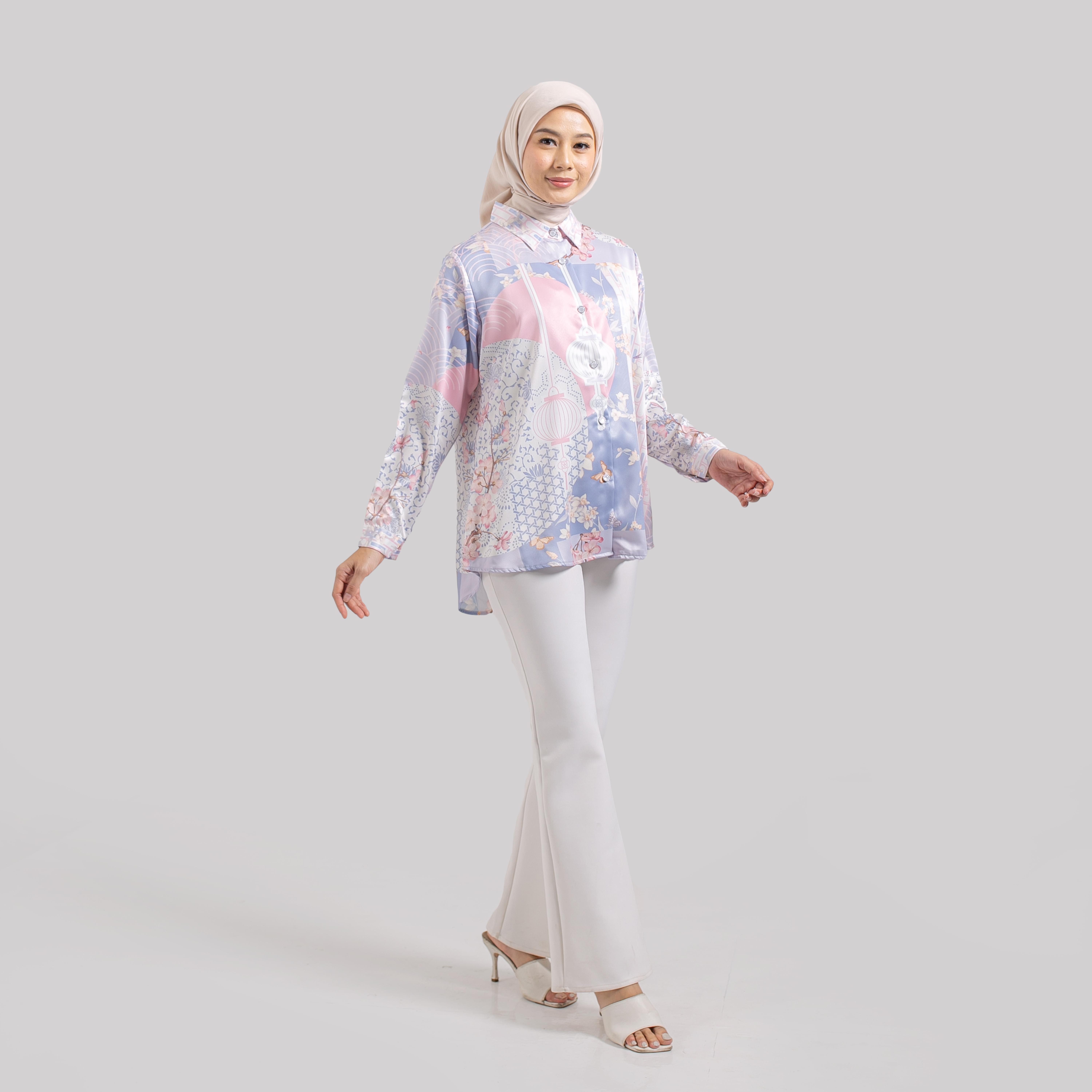 Kemeja Full print SILK Premium  IZZA by Ameela.KL