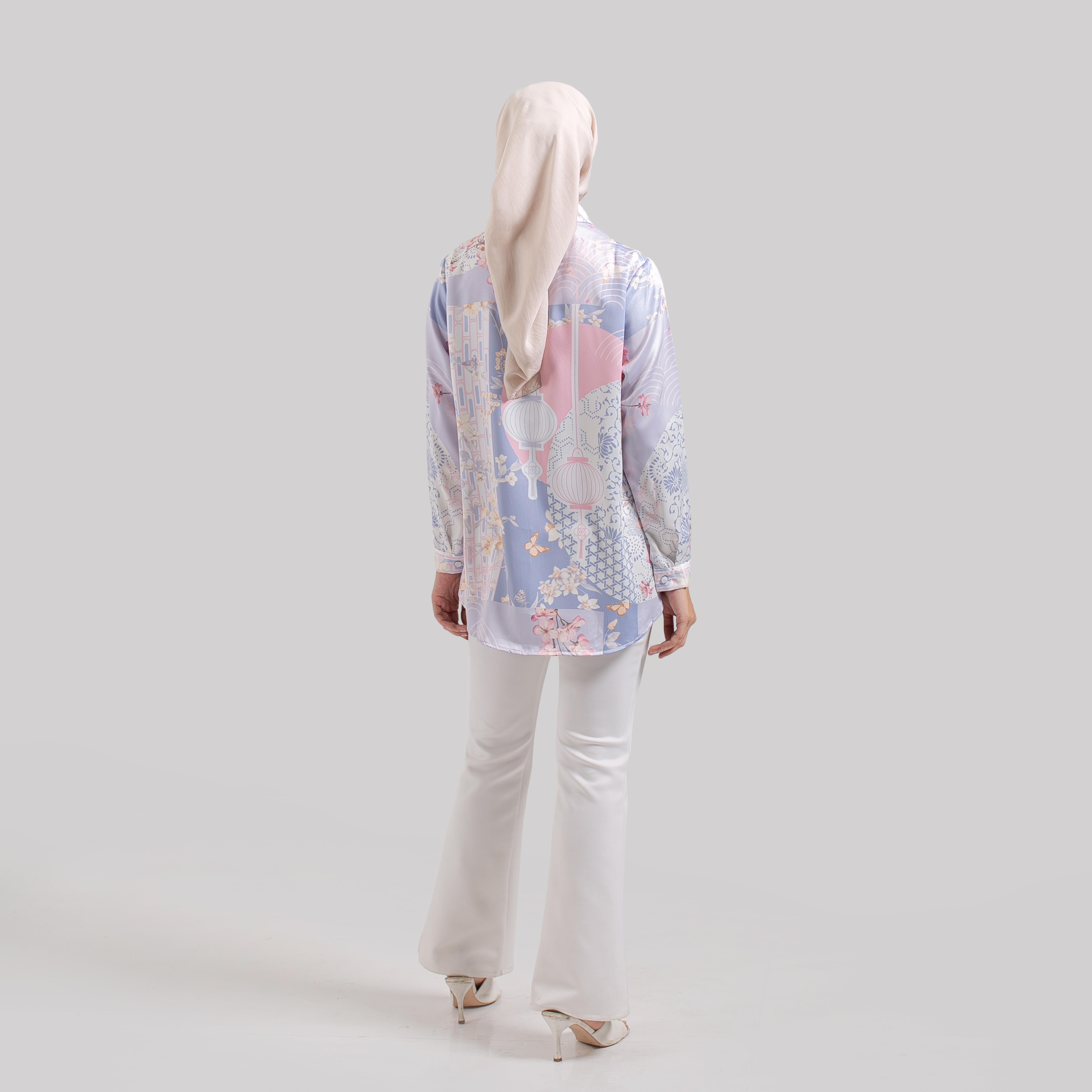 Kemeja Full print SILK Premium  IZZA by Ameela.KL