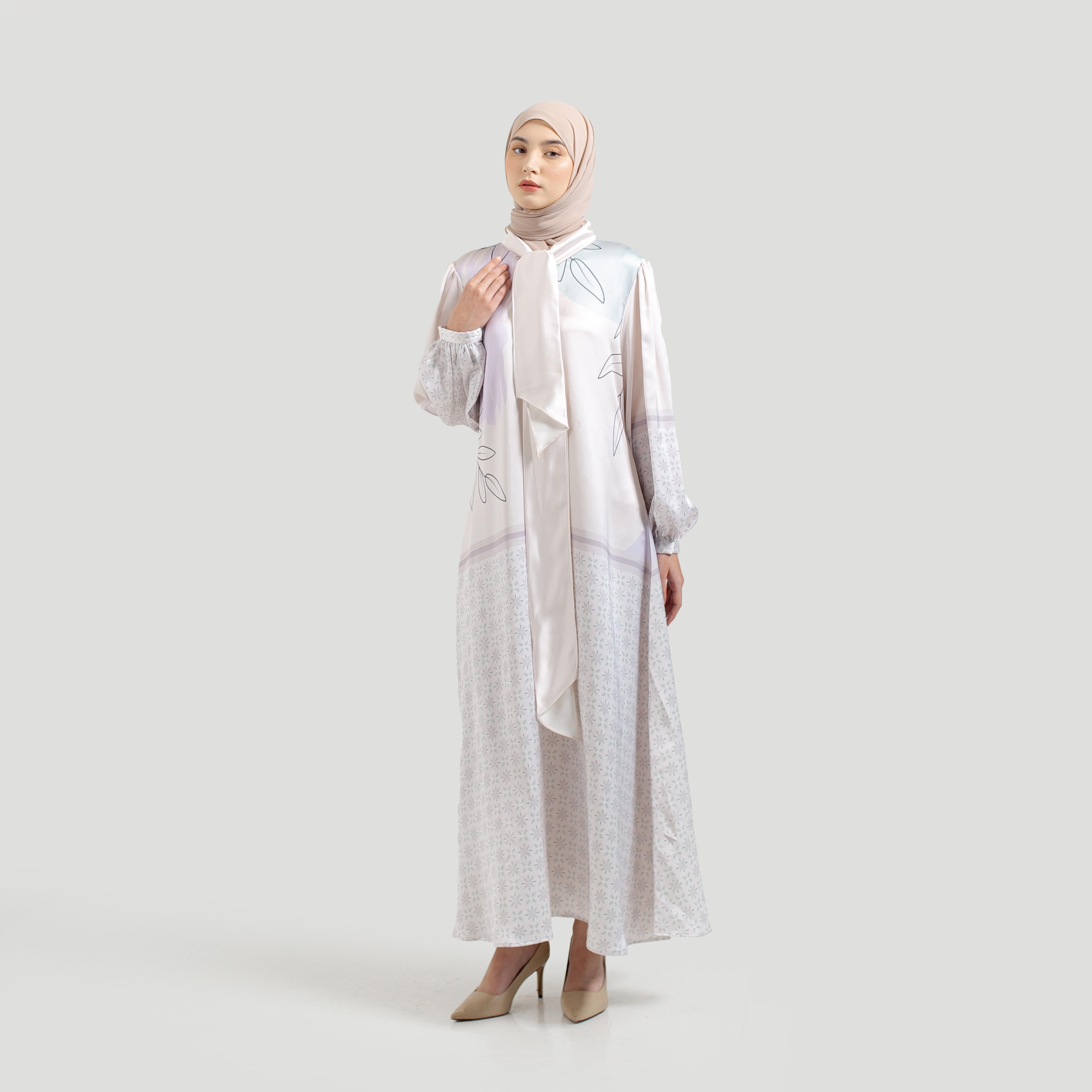Gamis Full Print Aurora Silk Super Premium by Ameela.KL