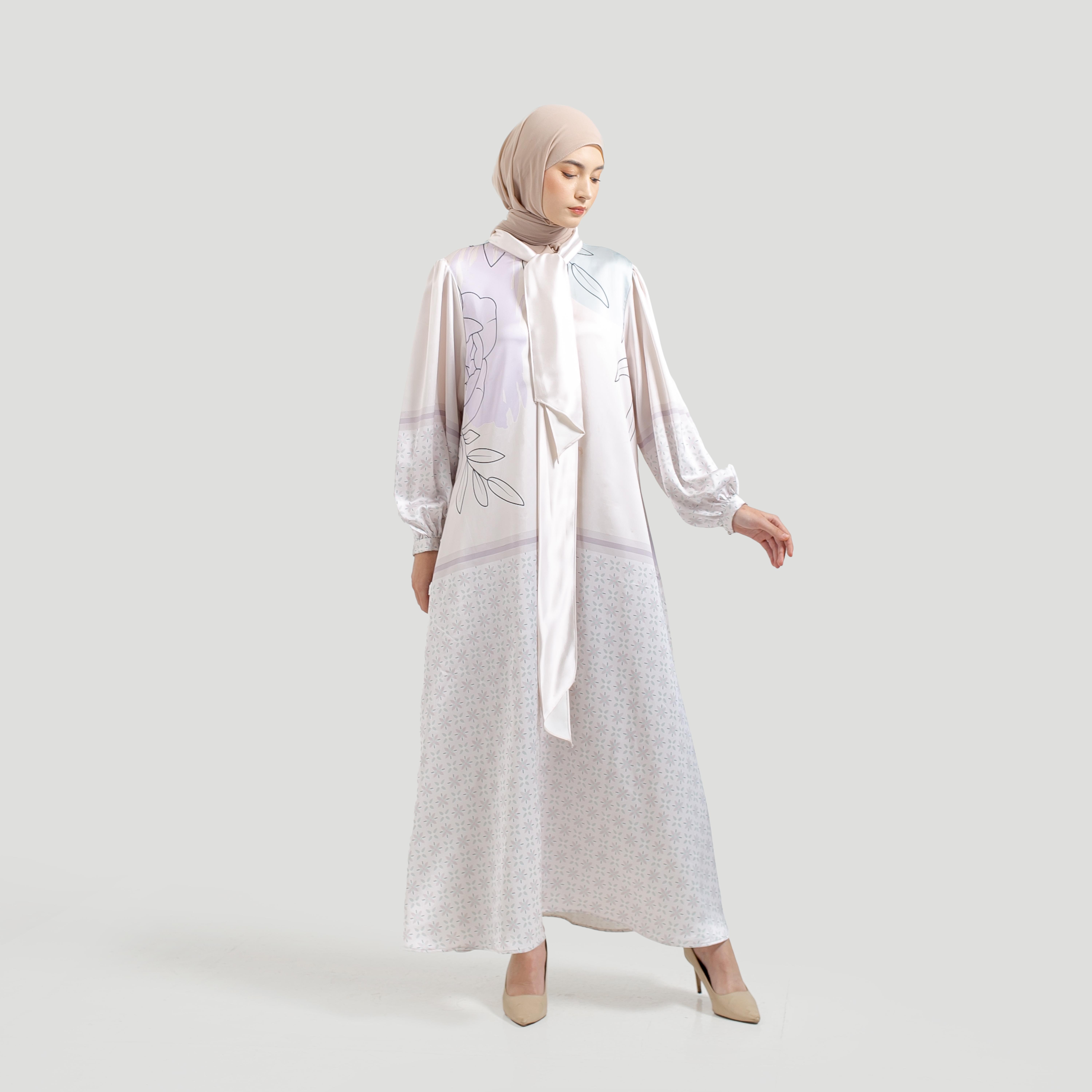 Gamis Full Print Aurora Silk Super Premium by Ameela.KL