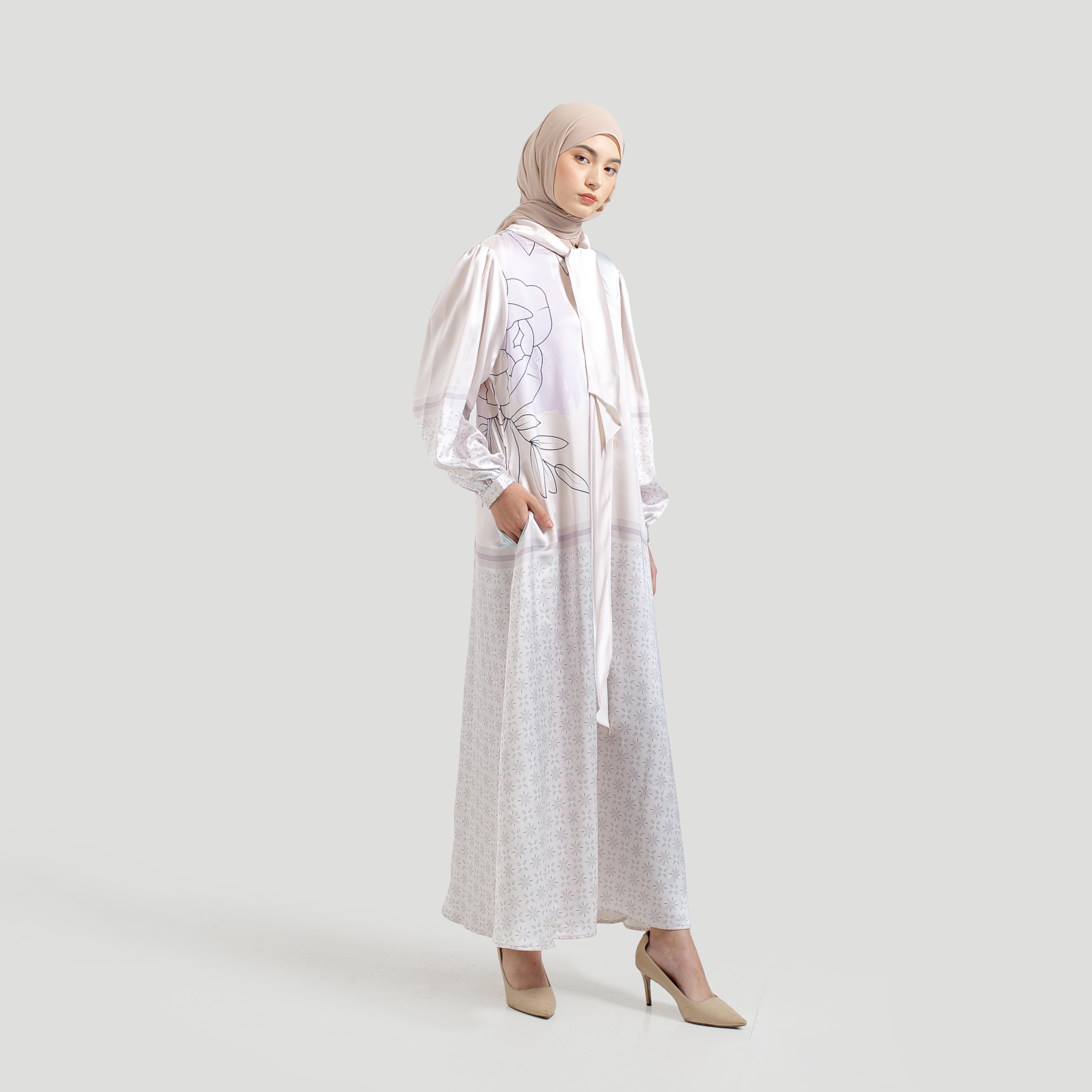 Gamis Full Print Aurora Silk Super Premium by Ameela.KL