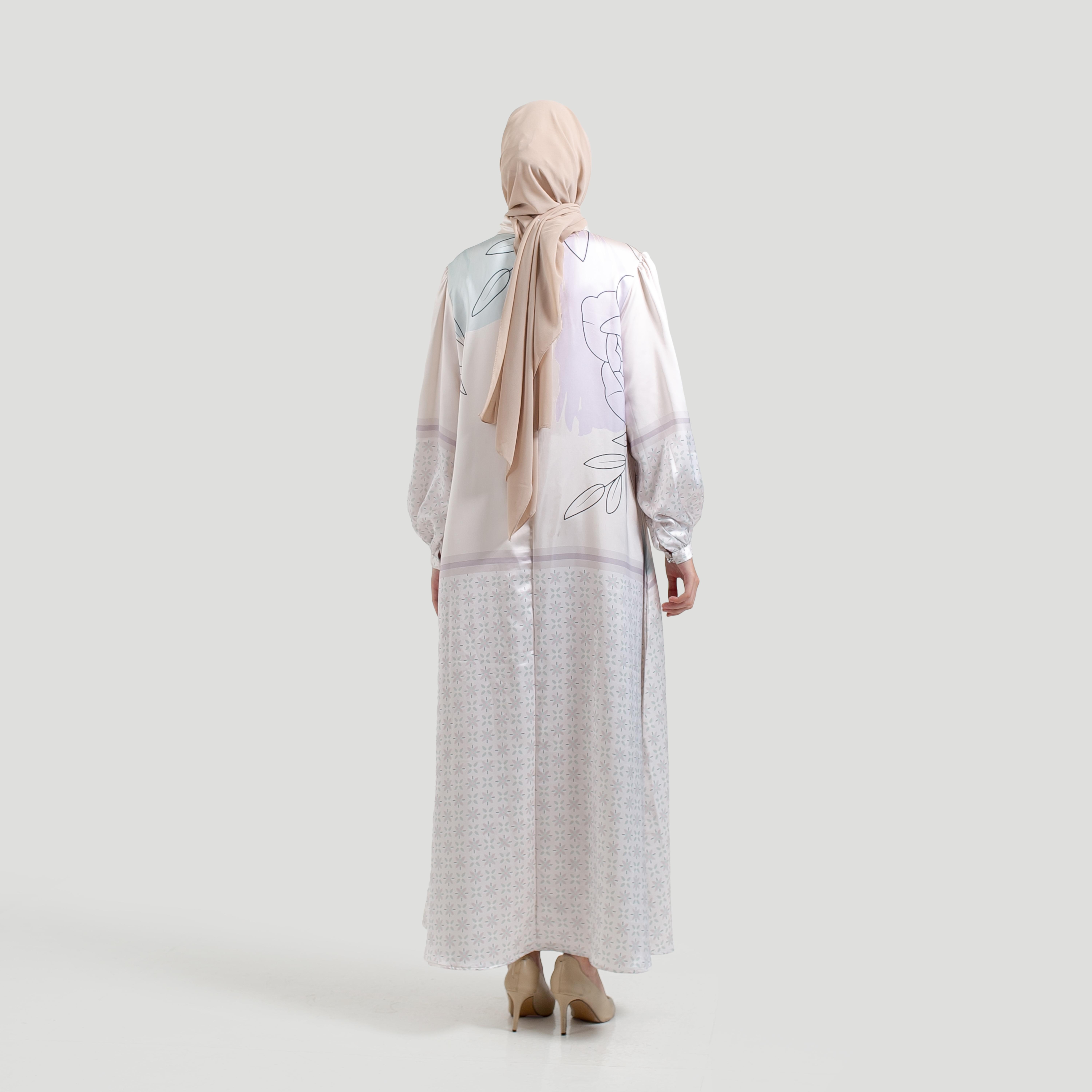 Gamis Full Print Aurora Silk Super Premium by Ameela.KL