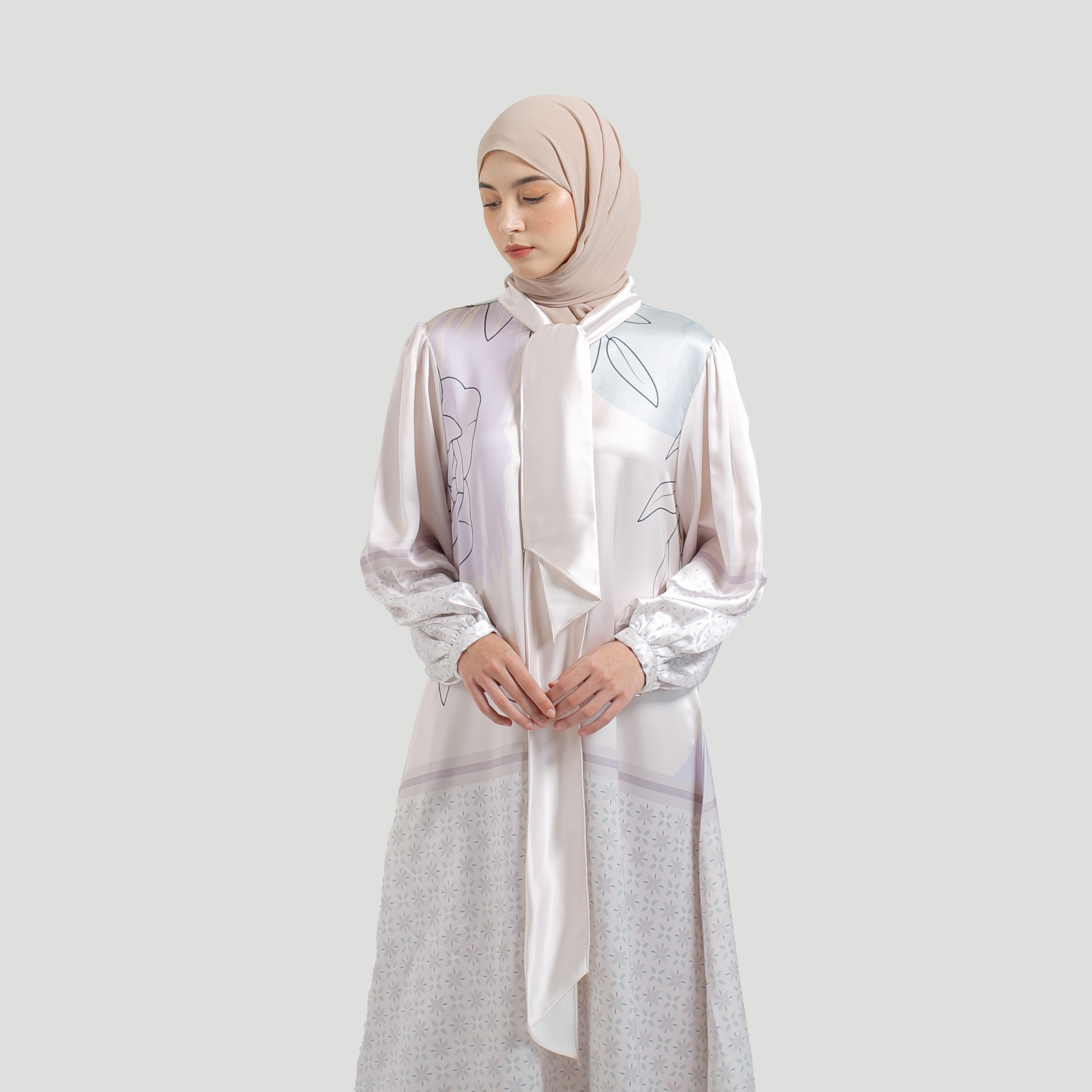 Gamis Full Print Aurora Silk Super Premium by Ameela.KL