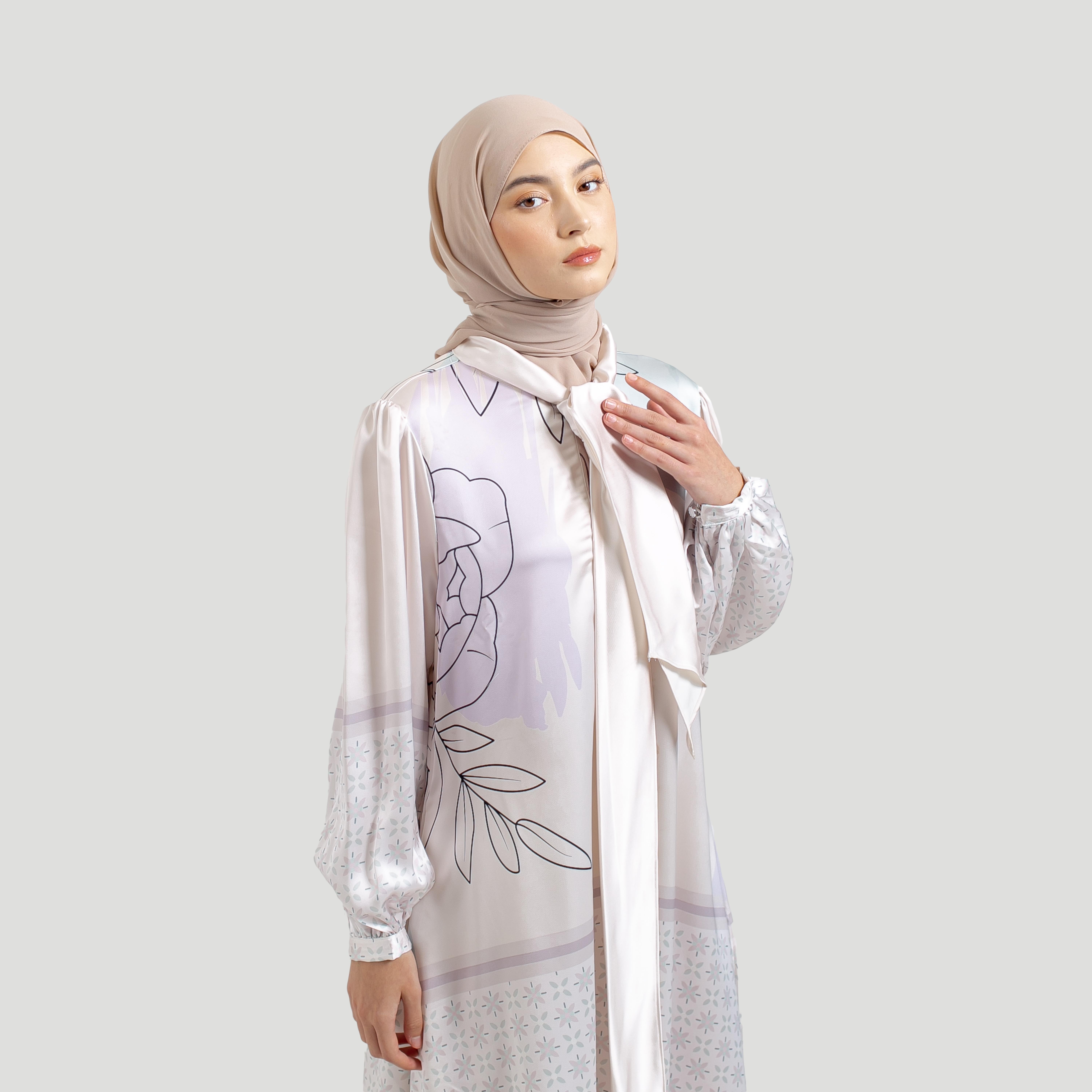 Gamis Full Print Aurora Silk Super Premium by Ameela.KL
