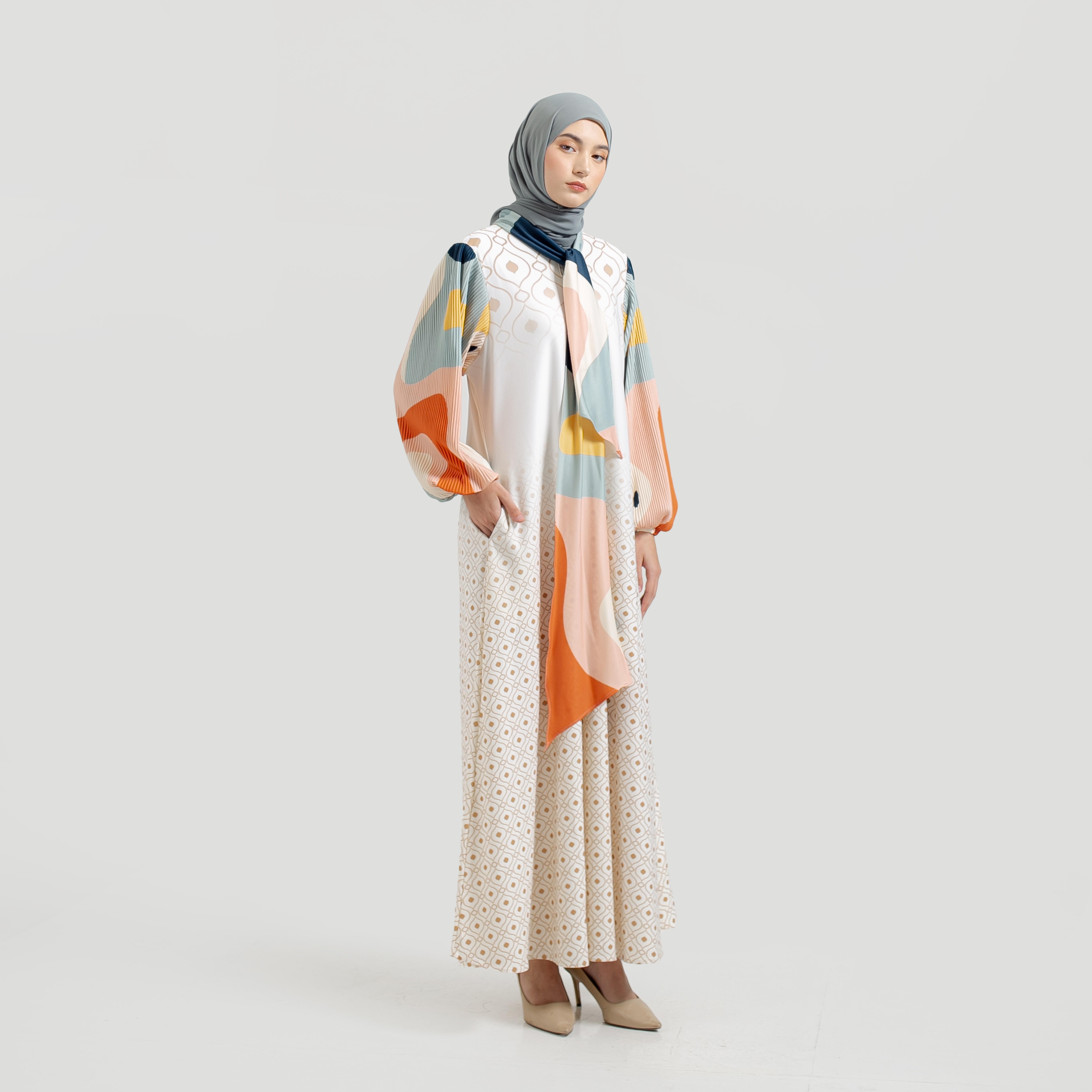 Gamis Full Print MIX Pilsket Zahira by Ameela.KL