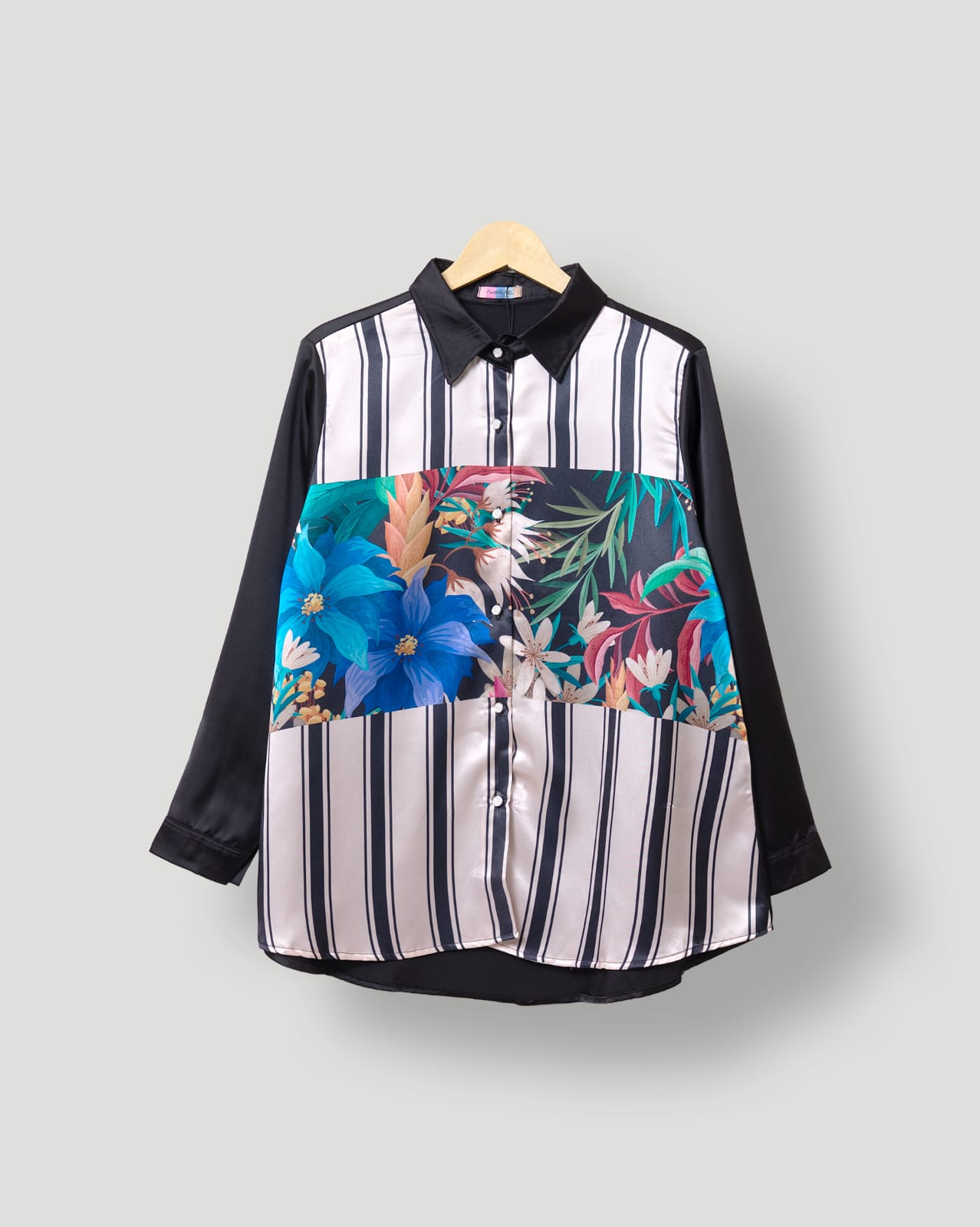 Kemeja Print Kania Silk Premium Black by Ameela.KL