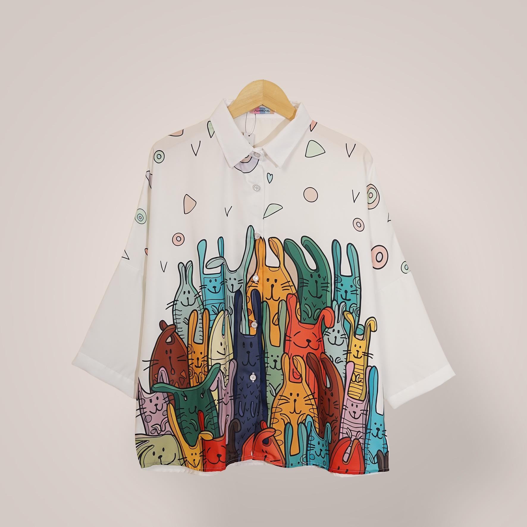 Kemeja Oversize motif Lucu by Ameela.KL