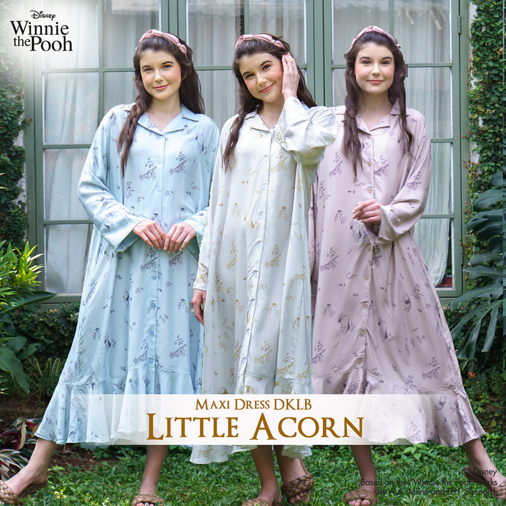 Oriana Homewear Maxi Dress Little Acrons Bottom Ruffle Collar Series
