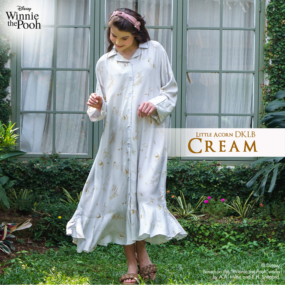 Oriana Homewear Maxi Dress Little Acrons Bottom Ruffle Collar Series