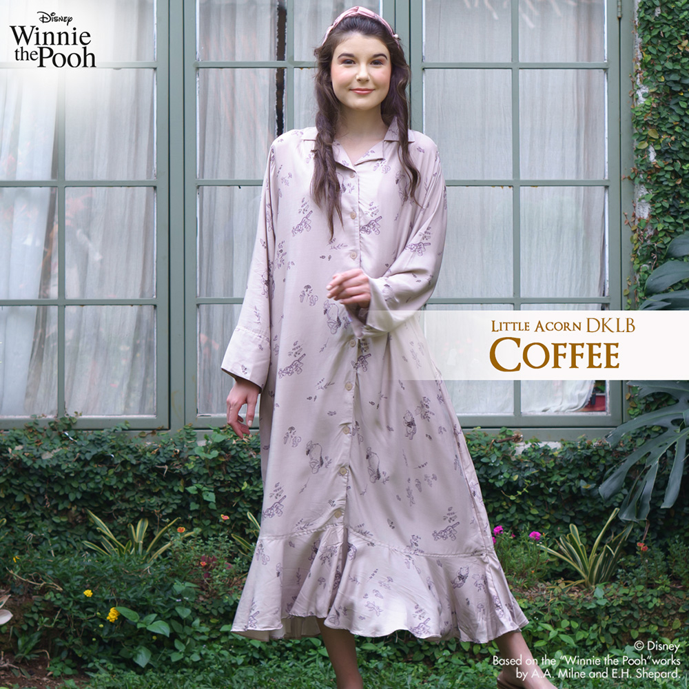Oriana Homewear Maxi Dress Little Acrons Bottom Ruffle Collar Series