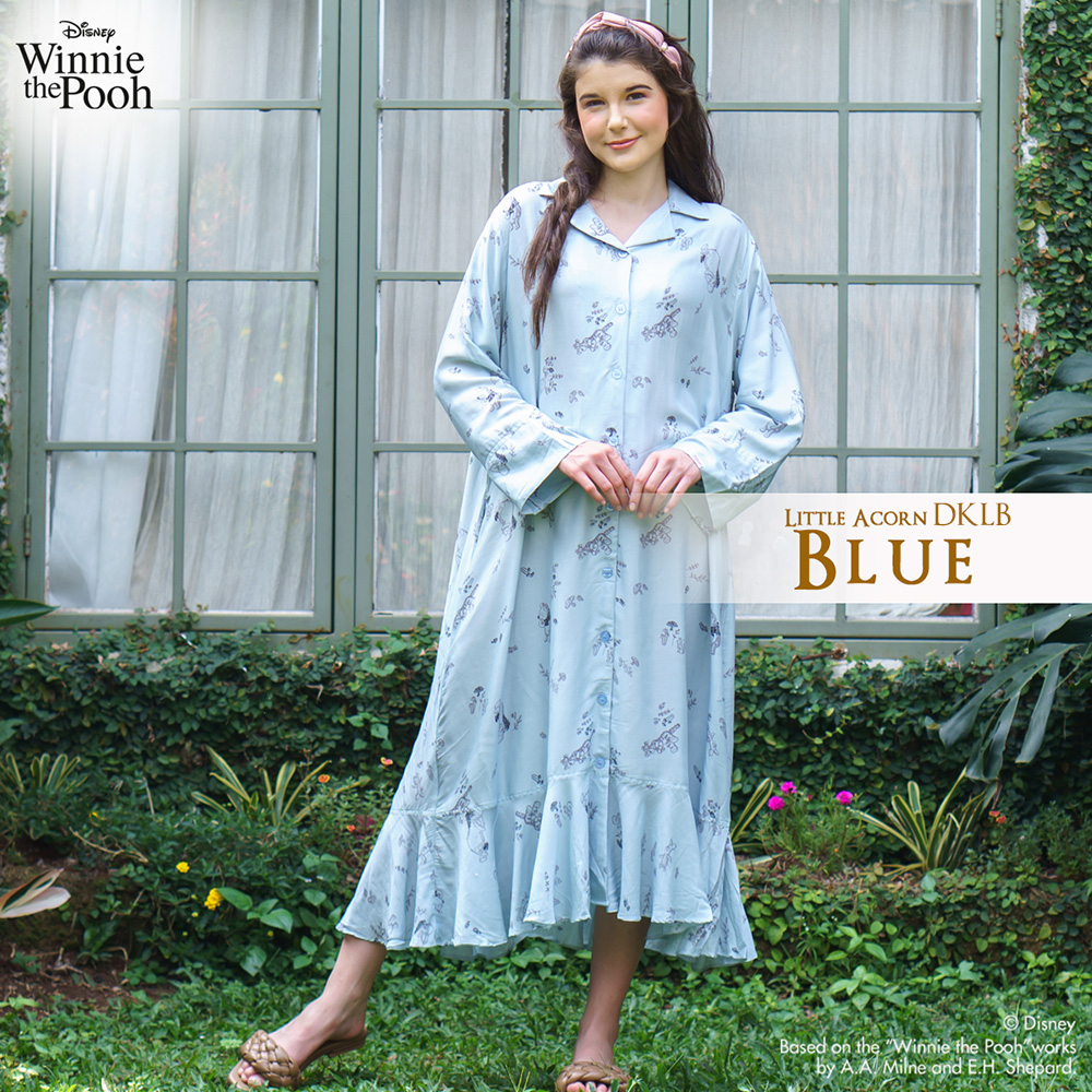 Oriana Homewear Maxi Dress Little Acrons Bottom Ruffle Collar Series