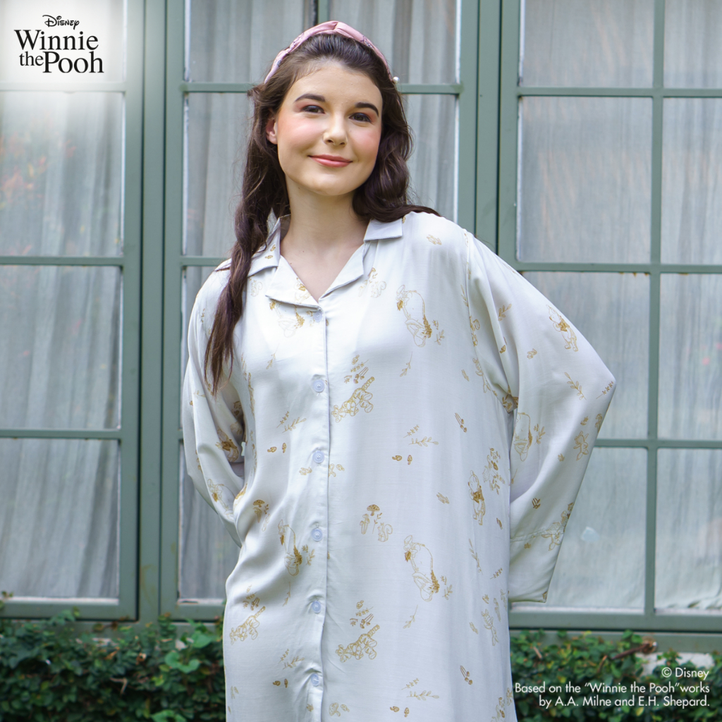 Oriana Homewear Maxi Dress Little Acrons Bottom Ruffle Collar Series
