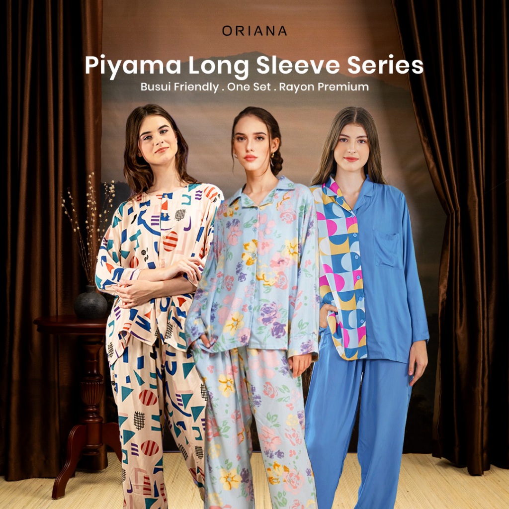 Oriana Sleepwear Piyama Long Sleeve Collection I Baju Tidur Pajamas Set Lengan Panjang