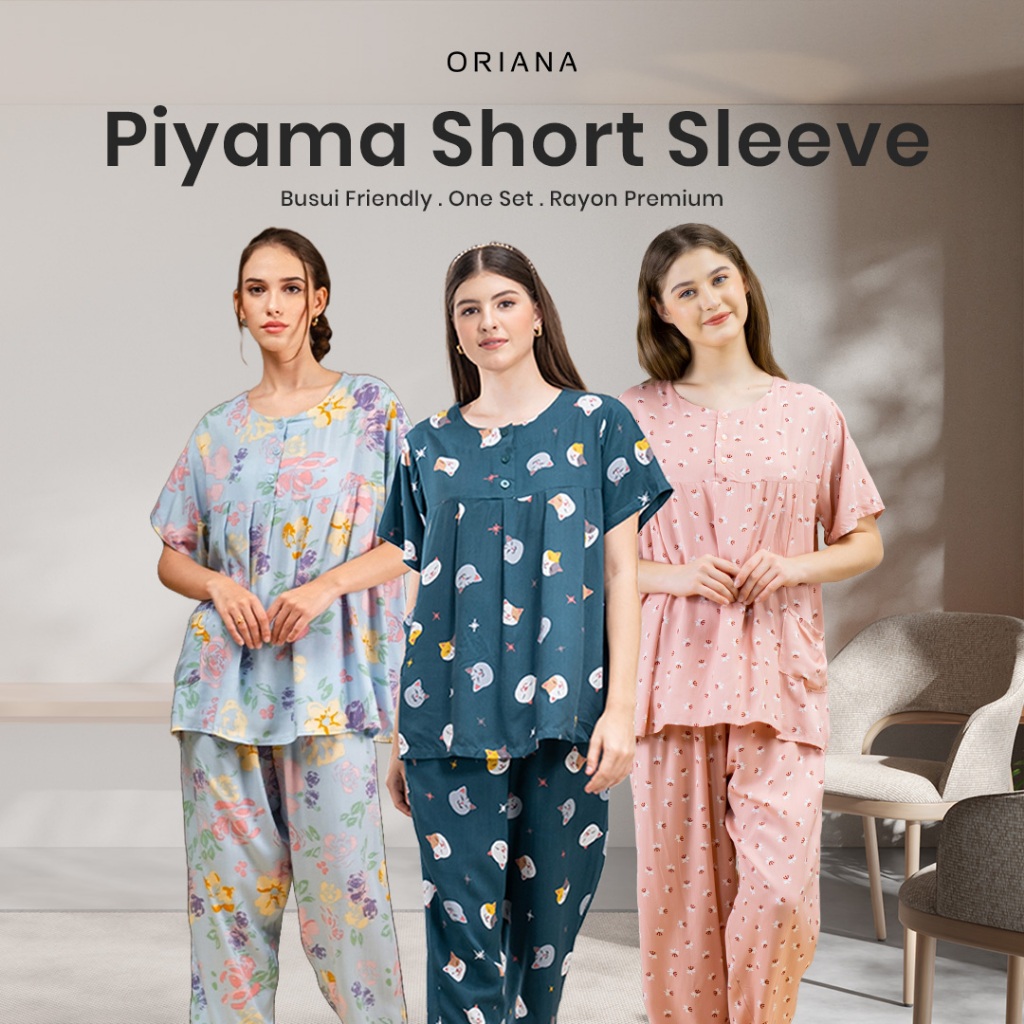 Oriana Sleepwear Piyama Lengan Pendek Collection I Baju Tidur Pajamas One Set