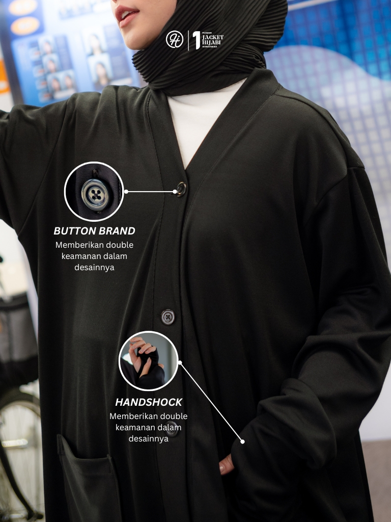 Hijacket Khadijah Outer Muslimah Modest Elegan Cardigan Wanita Syari