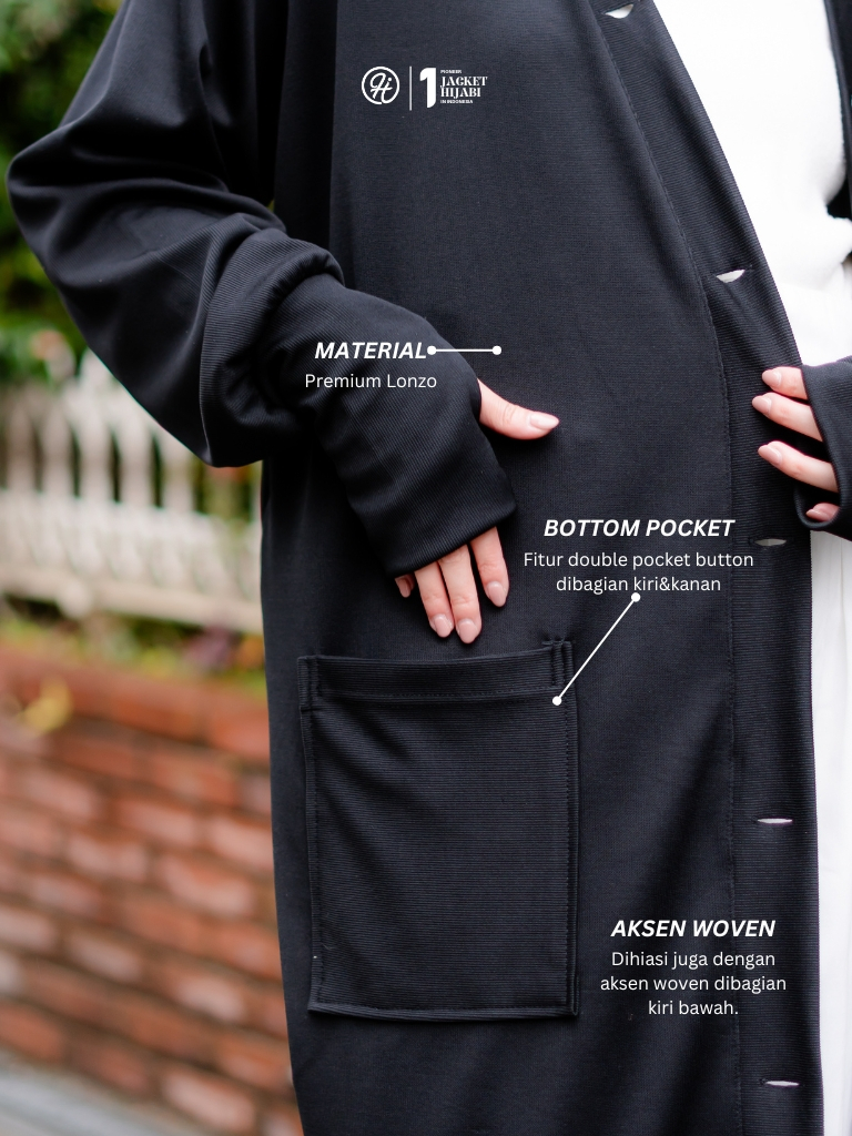 Hijacket Khadijah Outer Muslimah Modest Elegan Cardigan Wanita Syari